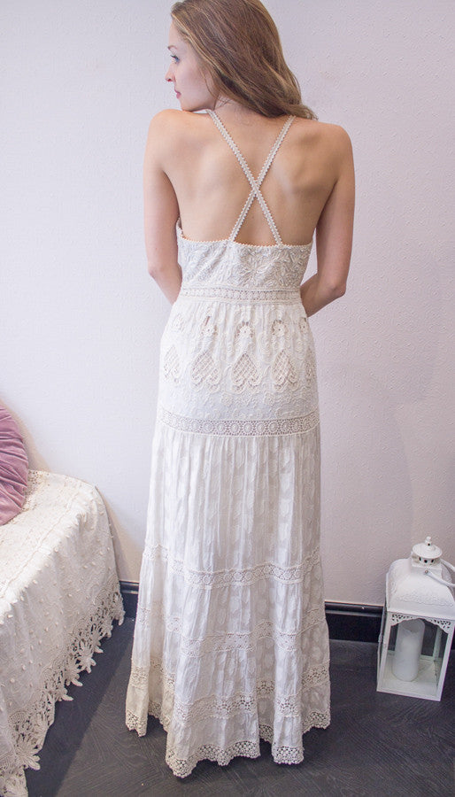 RESERVED: One of a Kind Boho/Beach Beaded Wedding dress