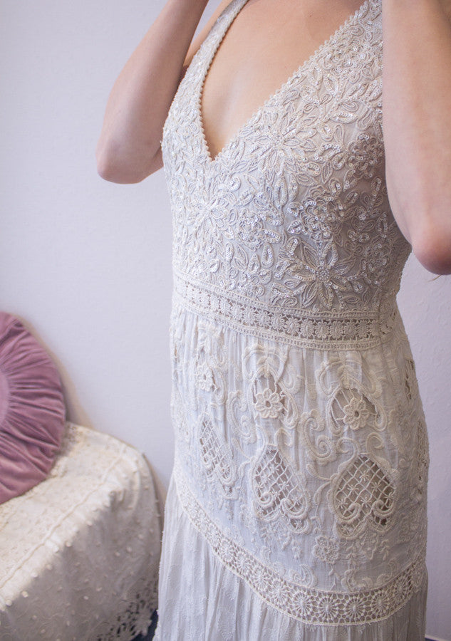 RESERVED: One of a Kind Boho/Beach Beaded Wedding dress