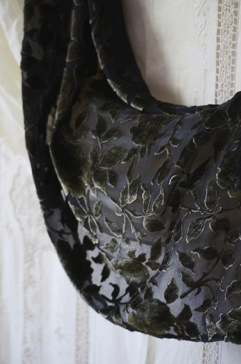SOLD OUT: Lady of Green Leaves Silk and Velvet Shawl
